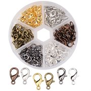 Karabinlås sortiment. 6 belægninger. 12 mm. 120 stk.